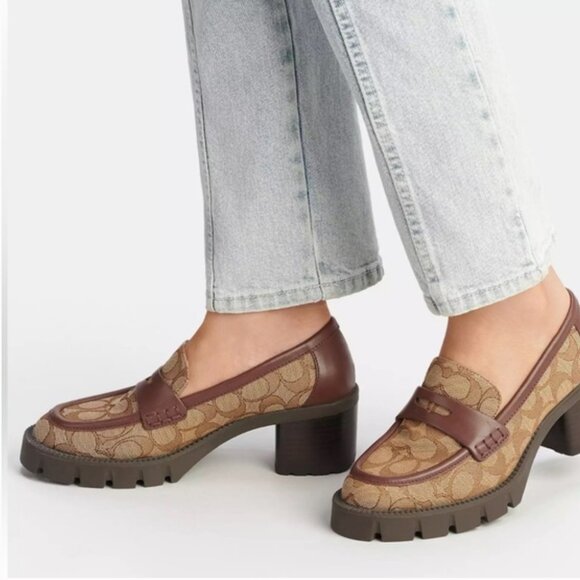 COACH COLLEEN LOAFER 8.5 SIGNATURE MONOGRAM JACQUARD Women's Retro Preppy New - Picture 12 of 12